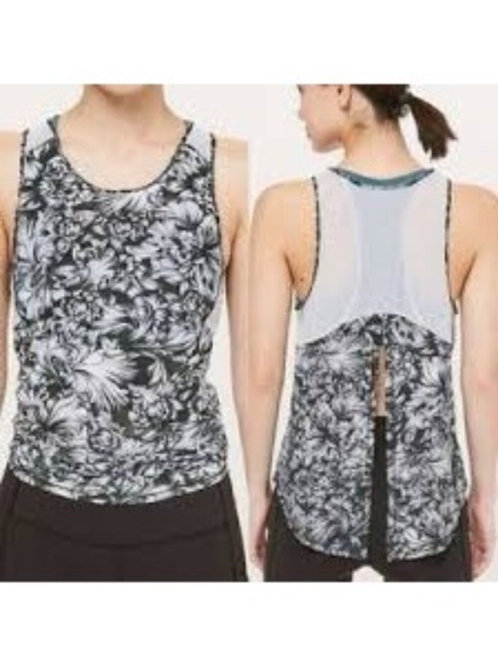 Lululemon Sculpt Tank *Tie Back Night Garden Ice Grey Black Ice Grey size 6